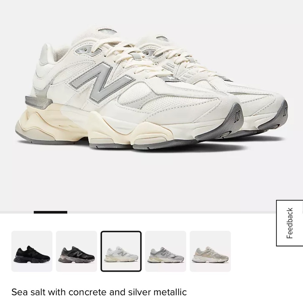 New Balance 9060 sea salt with concrete and silver metallic W8.5 M7 EUC